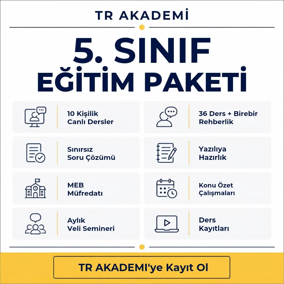 5. SINIF/ TÜM DERSLER CANLI EĞİTİM PAKETİ